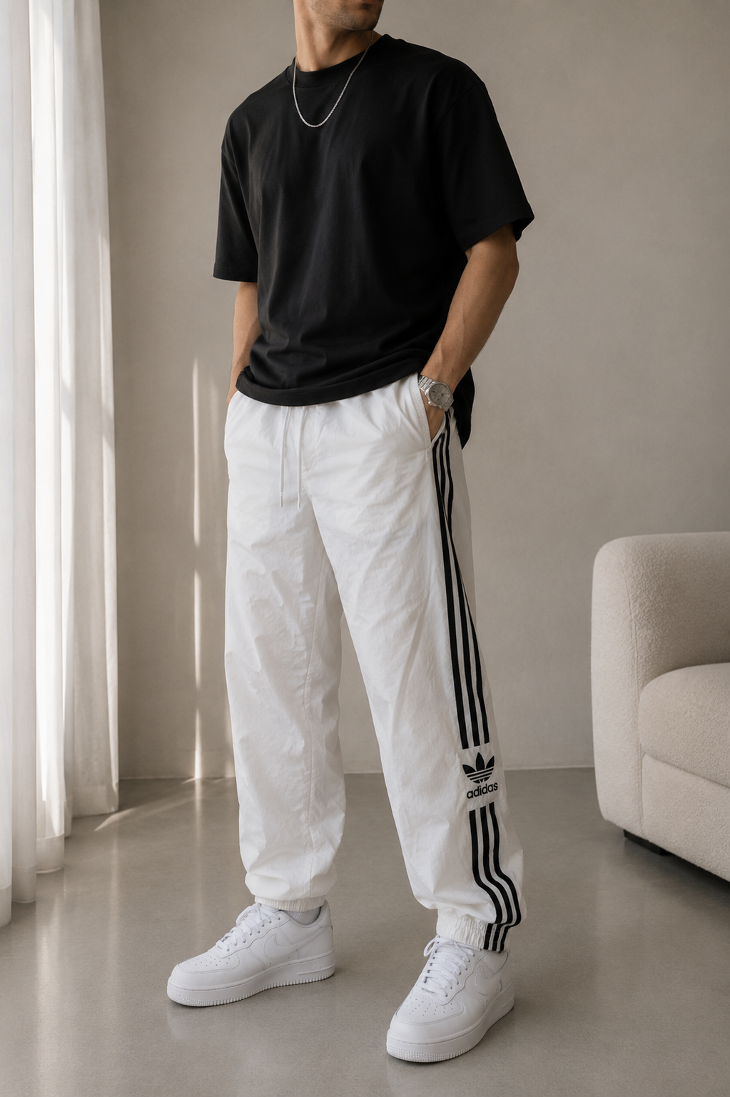 Adidas Originals Trackpants Weiß – Vintage 3-Streifen Trainingshose | Größe M (38) | Retro Streetwear