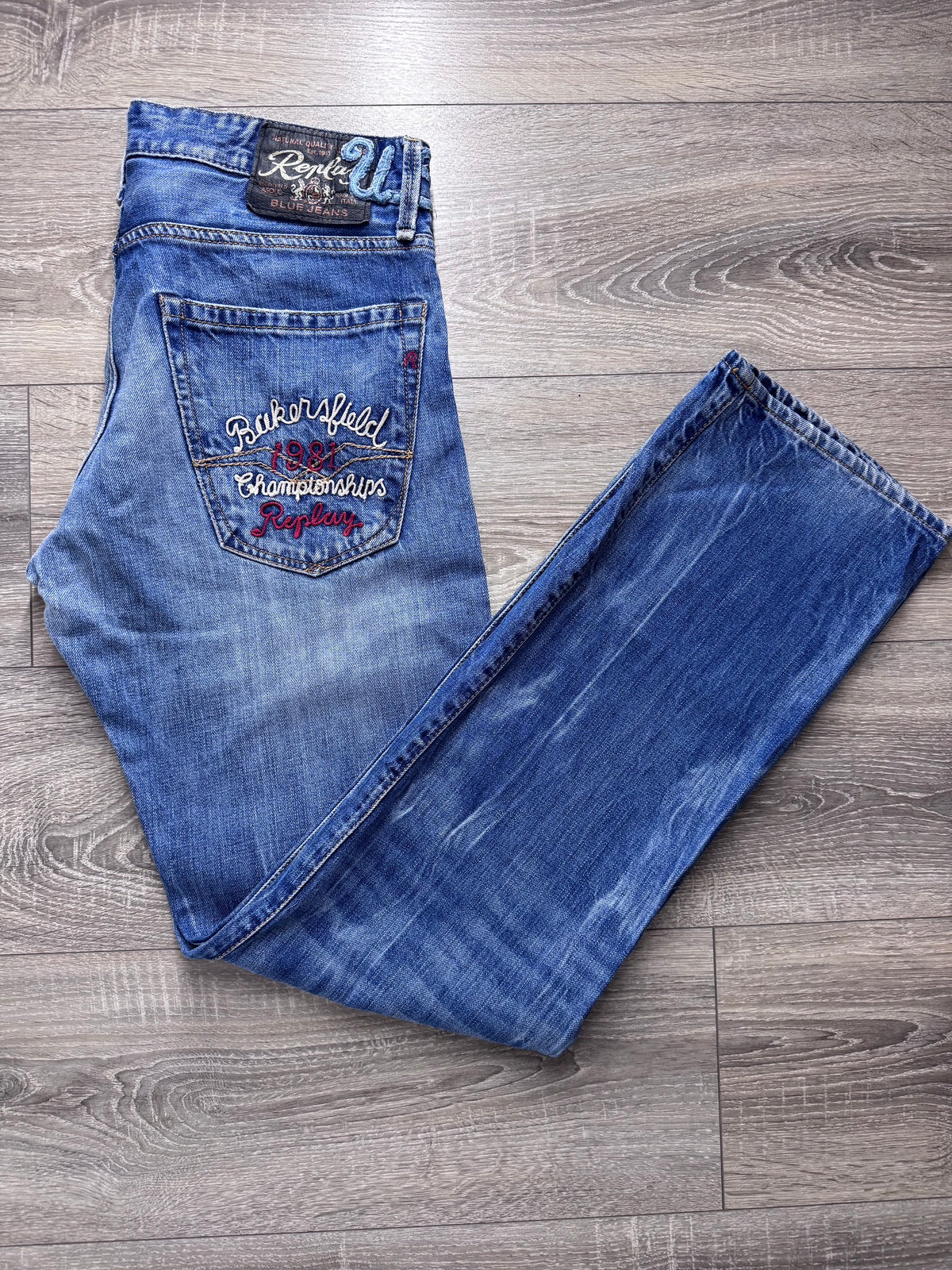 Replay Jeans W31/L34 Bikersfield 1981 Vintage Y2K Straight Blau