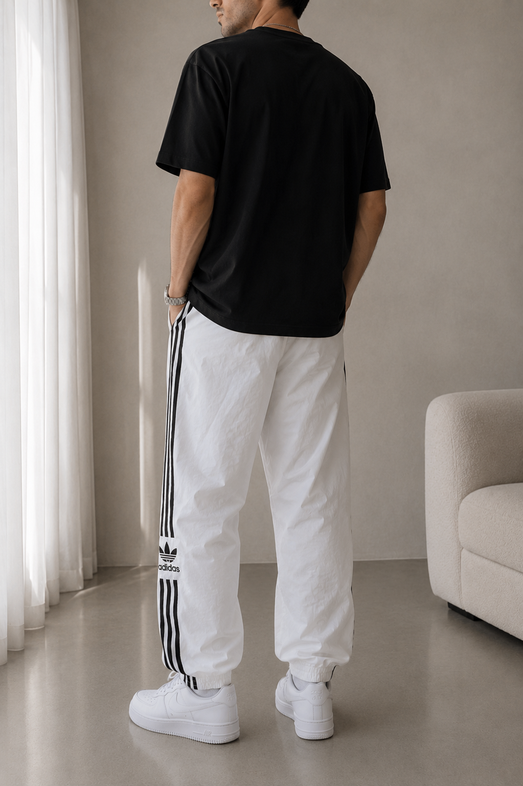 Adidas Originals Trackpants Weiß – Vintage 3-Streifen Trainingshose | Größe M (38) | Retro Streetwear