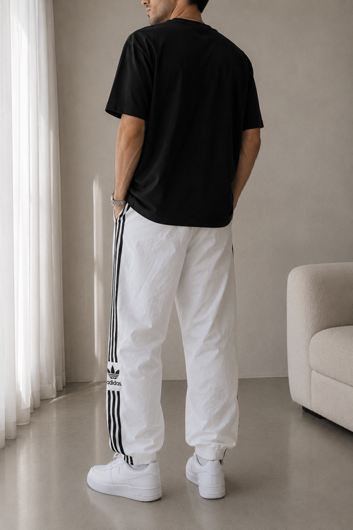Adidas Originals Trackpants Weiß – Vintage 3-Streifen Trainingshose | Größe M (38) | Retro Streetwear
