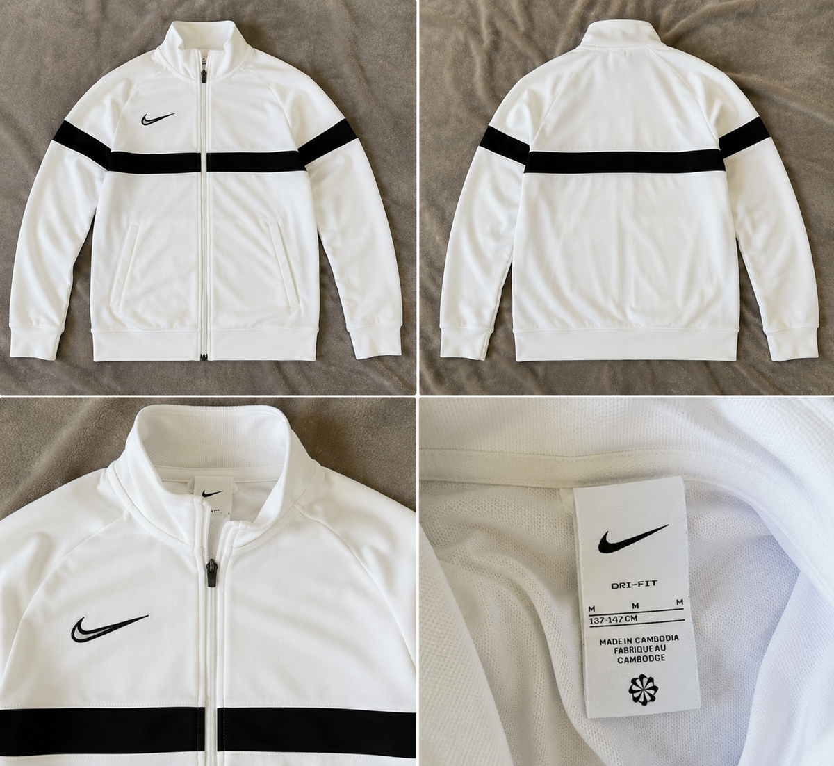 Nike Dri-FIT Track Jacket Weiß/Schwarz – Trainingsjacke Vintage Sportswear | Größe M