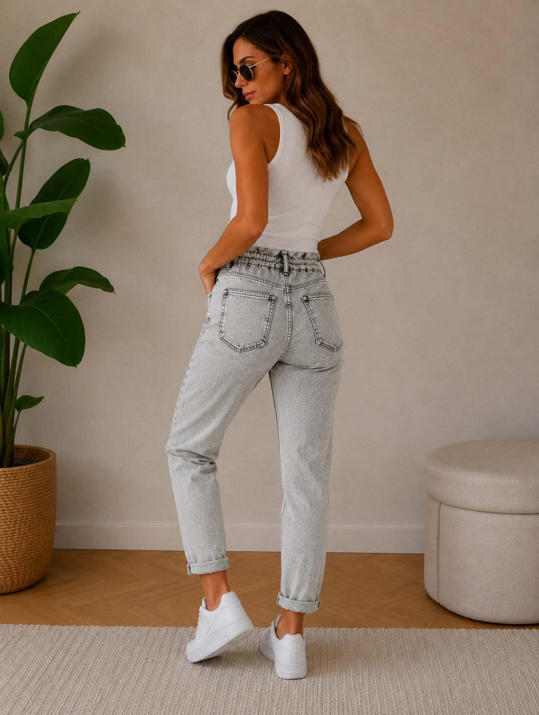 Zara Paperbag Jeans Grau Gr. 38 | High Waist Mom Fit Baggy Denim Vintage Look