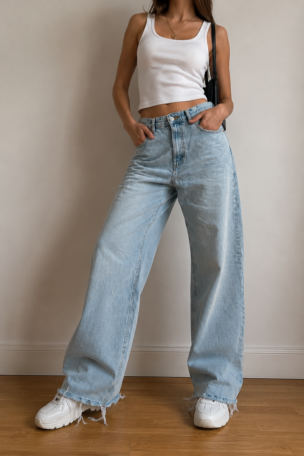 Zara Bootcut Jeans Hellblau – Trendige Wide Leg Schlagjeans mit Raw Hem | Gr. 38